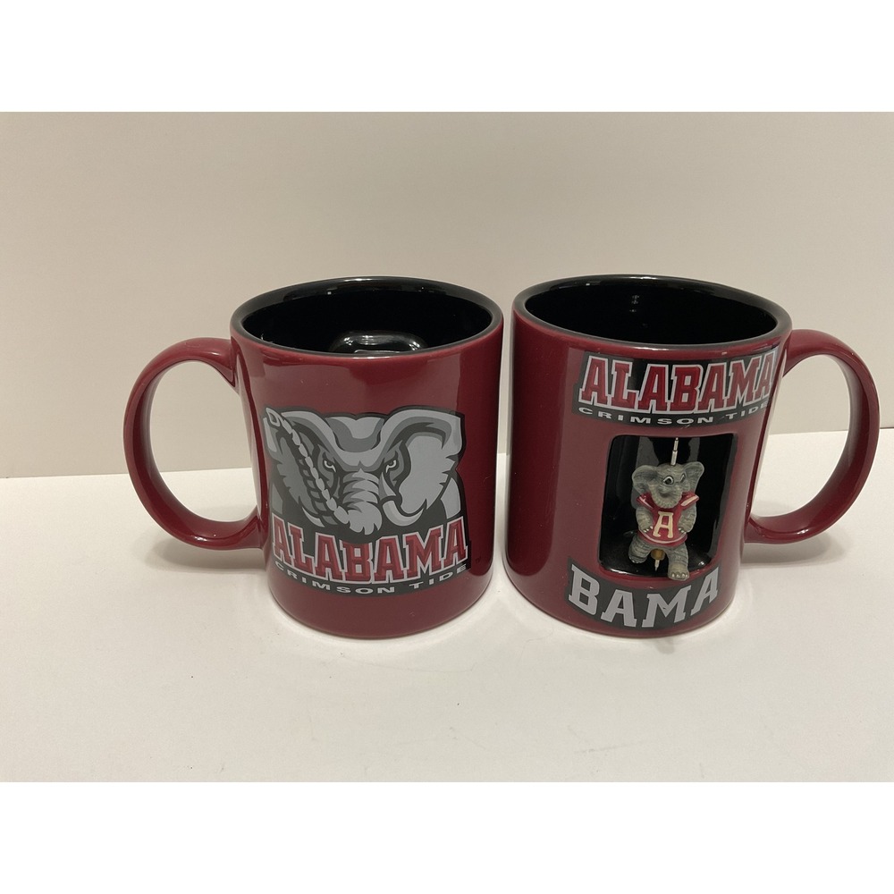 Alabama Crimson Tide Spinning Big Al Mascot Coffee Mug Set of 2 Bama Crimson Red